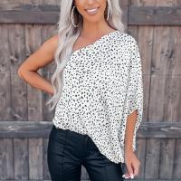 Polyester Lady One Shoulder Top & loose printed leopard white PC