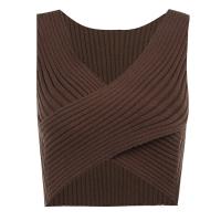 Polyester Tank Top midriff-baring & off shoulder & breathable Polyester Solid PC
