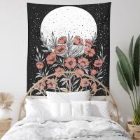 Polyester Tapestry Wall Hanging printed floral black PC