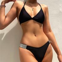Polyester Bikini, schlicht gefärbt, Schwarz,  Festgelegt