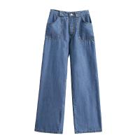 Denim Plus Size & High Waist Women Jeans & loose blue PC