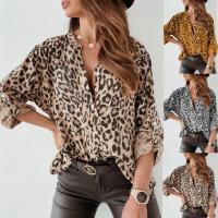 Polyester Frauen Langarm Shirt, Gedruckt, Leopard, mehr Farben zur Auswahl,  Stück