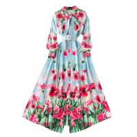 Mixed Fabric lace & Waist-controlled & Soft & Slim & High Waist One-piece Dress slimming printed floral multi-colored PC