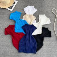 Mixed Fabric Soft Women Sleeveless T-shirt slimming & off shoulder weave striped PC