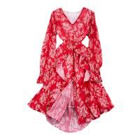 Spandex lace & Soft One-piece Dress slimming & transparent printed floral PC