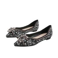 Polyester Pointed Flat Shoes & with rhinestone Pair