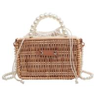 Straw hard-surface Woven Tote attached with hanging strap khaki PC