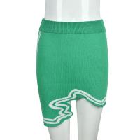 Polyester Slim Package Hip Skirt irregular knitted green PC