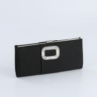 Polyester Clutch Bag with chain & with rhinestone Solid black PC