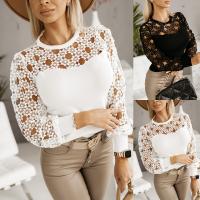 Lace & Polyester Slim Women Long Sleeve Blouses & hollow patchwork Solid PC
