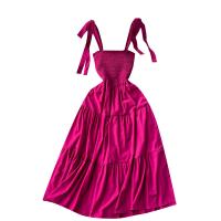 Mixed Fabric Waist-controlled & Wide Leg Trousers & long style One-piece Dress breathable Mixed Fabric fuchsia PC