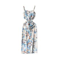 Polyester Waist-controlled & long style One-piece Dress & breathable printed floral PC