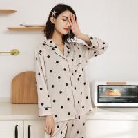 Viskose & Polyester Frauen Pyjama Set, Gedruckt, Punkt, Weiß,  Festgelegt