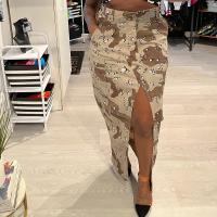 Polyester front slit Package Hip Skirt camouflage PC