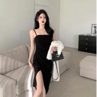 Polyester Waist-controlled & Slim & High Waist Sexy Package Hip Dresses side slit patchwork Solid PC