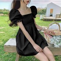 Polyester Slim & High Waist One-piece Dress & hollow patchwork Solid PC