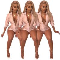 Polyester Plus Size Women Romper & skinny Solid pink PC
