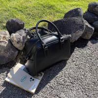 PU Leather Handbag large capacity & soft surface Solid black PC