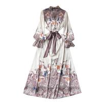 Mixed Fabric Waist-controlled & long style One-piece Dress slimming & loose printed floral PC