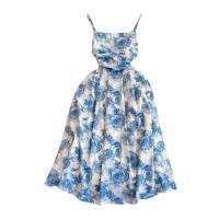 Tencel Waist-controlled & Soft One-piece Dress slimming & breathable printed floral PC