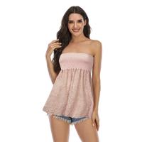 Lace & Polyester Tube Top & off shoulder & breathable Solid PC