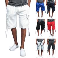 Polyester & Cotton Men Cargo Shorts & loose & with pocket plain dyed Solid PC