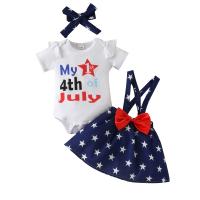 Cotton Girl Clothes Set & three piece Cotton Crawling Baby Suit & Hair Band & suspender skirt printed Solid multi-colored Set