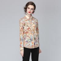 Polyester Frauen Langarm Shirt, Gedruckt, gemischte Farben,  Stück