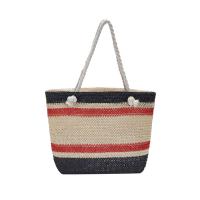 Straw Easy Matching Woven Shoulder Bag large capacity & soft surface striped PC