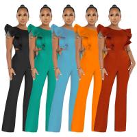 Polyester Slim & High Waist Long Jumpsuit patchwork Solid PC