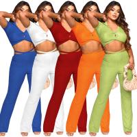 Poliéster Conjunto casual de las mujeres, Pantalones & parte superior, labor de retazos, Sólido, más colores para elegir,  Conjunto