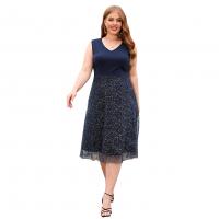 Polyester Waist-controlled & Plus Size & High Waist One-piece Dress & loose Solid PC