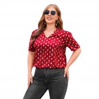 Polyester Soft & Plus Size Women Short Sleeve T-Shirts & loose gold foil print dot PC