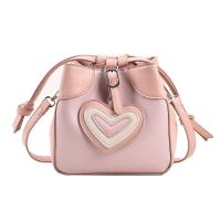 PU Leather Bucket Bag Crossbody Bag heart pattern pink PC