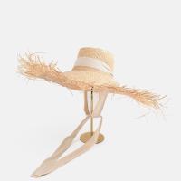 Rafidah Grass Pasarela sombrero de paja, tejido, Sólido, beige,  trozo