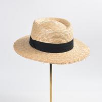 Paja Pasarela sombrero de paja, tejido, Sólido, beige,  trozo