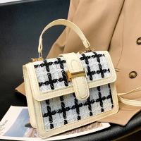 PU Leather Easy Matching Handbag soft surface & attached with hanging strap plaid PC