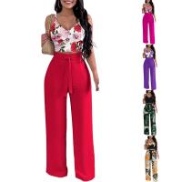 Polyester Plus Size Women Casual Set & two piece Long Trousers & camis printed Set