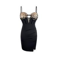 Polyester Waist-controlled & Slim Sexy Package Hip Dresses deep V & backless patchwork Solid PC