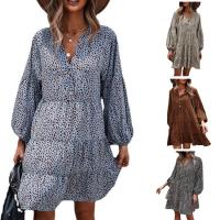 Polyester Slim One-piece Dress & loose patchwork Solid PC