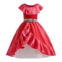 Polyester Slim & Princess & High Waist Girl One-piece Dress large hem design patchwork Solid PC