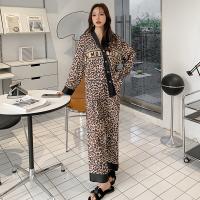 Polyester Women Pajama Set & two piece top & bottom printed leopard Set