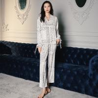 Polyester Women Pajama Set & two piece top & bottom printed Set