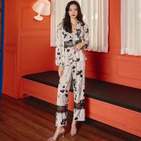Polyester Women Pajama Set & three piece camis & top & bottom printed Set
