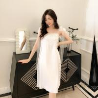 Polyester Sleep Dress loose patchwork Solid white : PC
