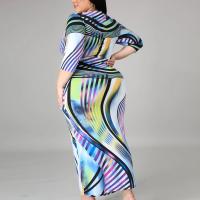 Polyester Slim & Plus Size Sexy Package Hip Dresses printed PC