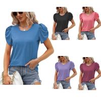 Polyester Frauen Kurzarm T-Shirts, Patchwork, Solide, mehr Farben zur Auswahl,  Stück
