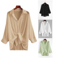 Chiffon Waist-controlled & Slim Women Long Sleeve Shirt patchwork Solid : PC