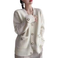 Knitted Cotton Slim Sweater Coat knitted Solid : PC