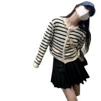 Polyester Slim Sweater Coat knitted striped : PC